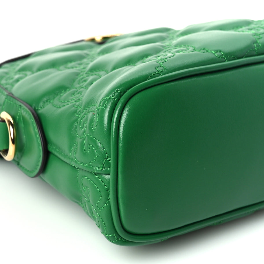 Gucci Calfskin GG Matelasse Small Dome Shoulder Bag Green Natural Image 7
