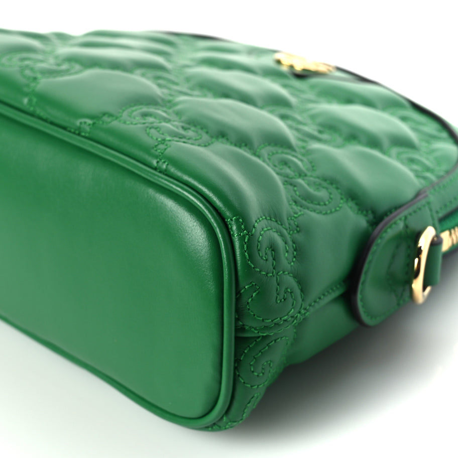 Gucci Calfskin GG Matelasse Small Dome Shoulder Bag Green Natural Image 8