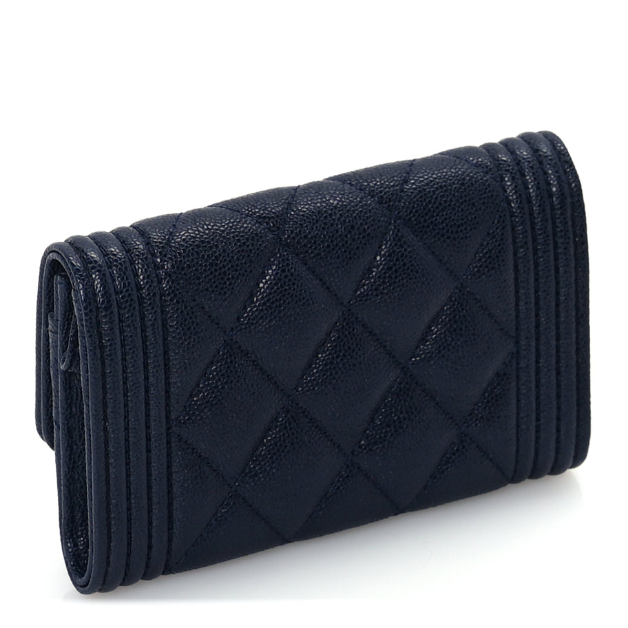 Chanel Caviar Quilted Boy Flap Card Holder Navy Image 3