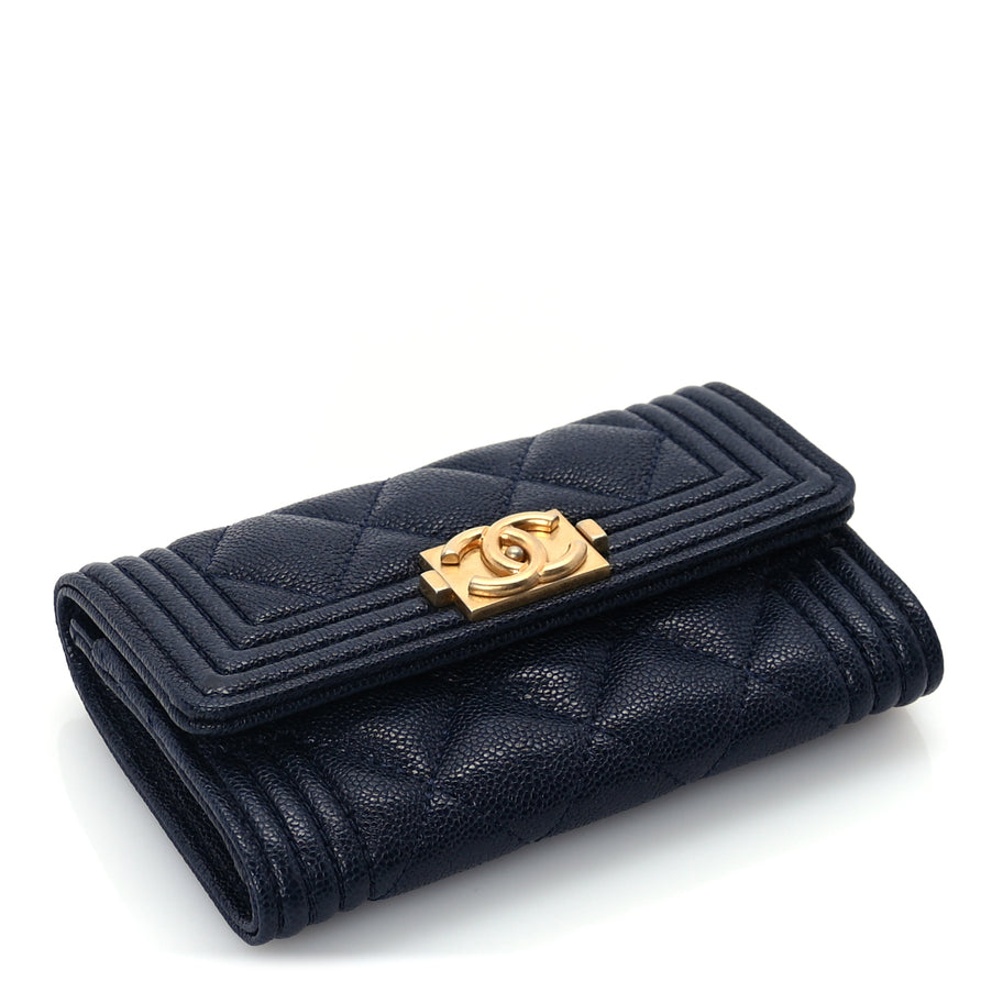 Chanel Caviar Quilted Boy Flap Card Holder Navy Image 4