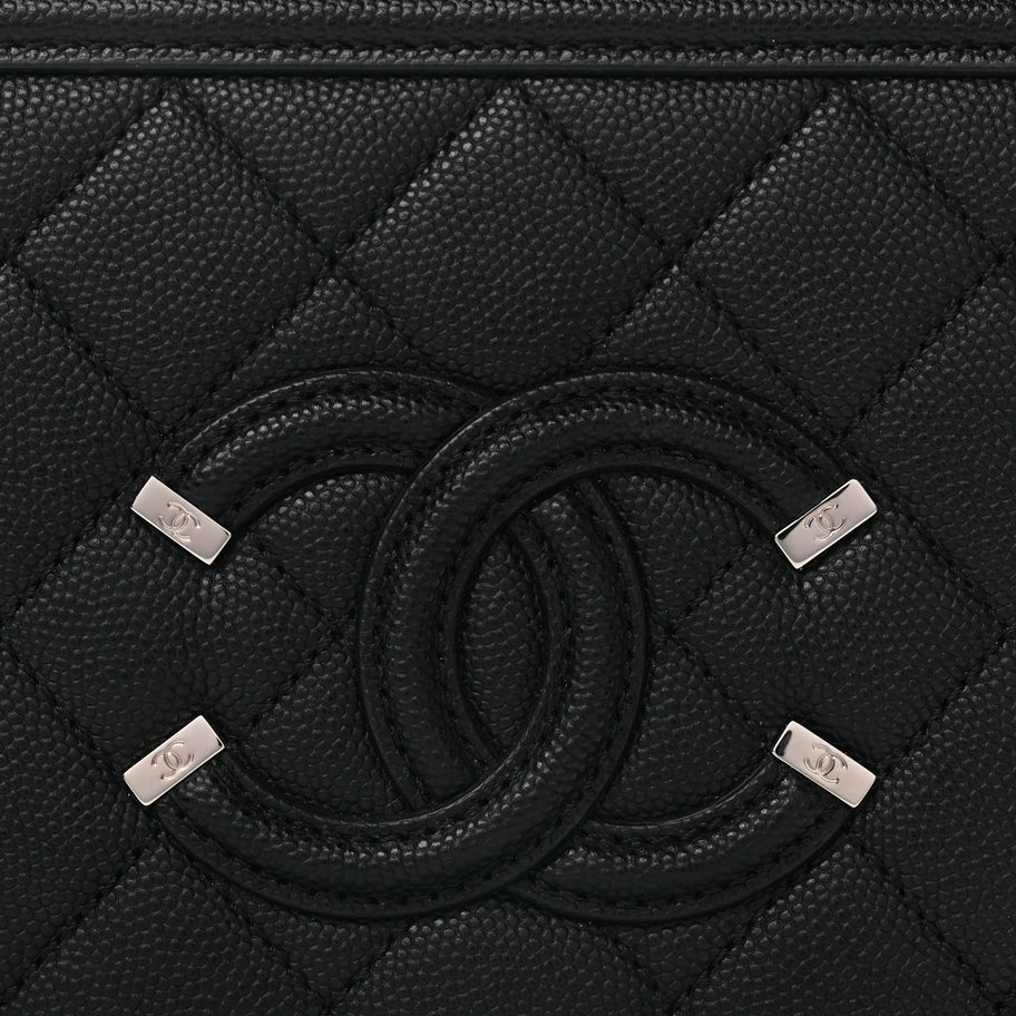 Chanel Caviar Quilted Small CC Filigree Vanity Case Black Image 7