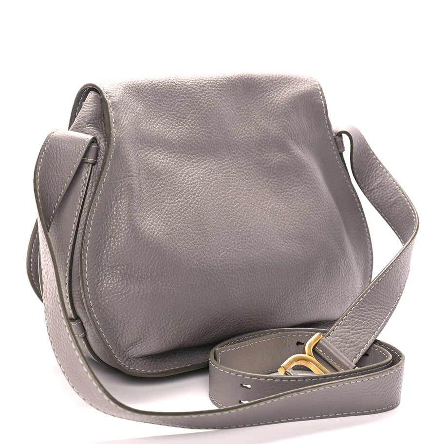 Chloe Grained Calfskin Medium Marcie Saddle Bag Cashmere Grey Image 2