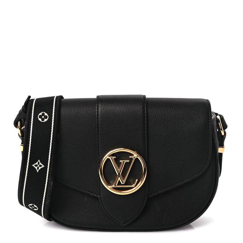  Louis Vuitton Grained Calfskin LV Pont 9 Soft MM Black