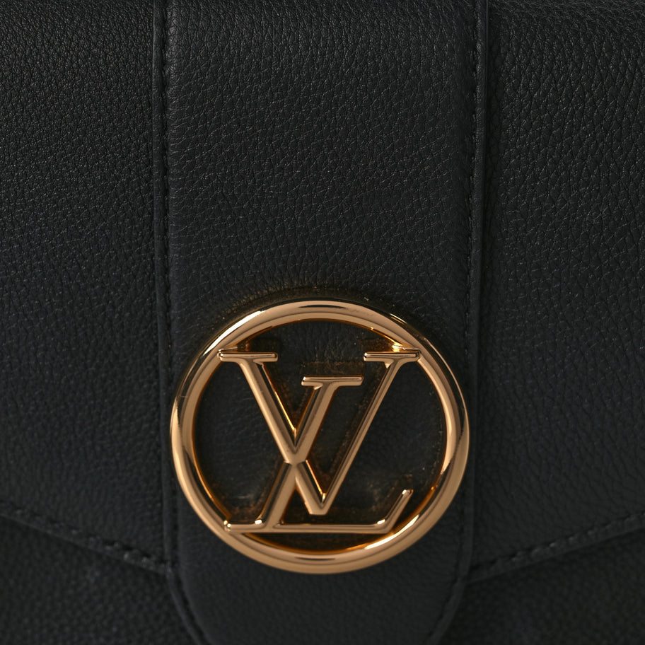Louis Vuitton Grained Calfskin LV Pont 9 Soft MM Black Image 6