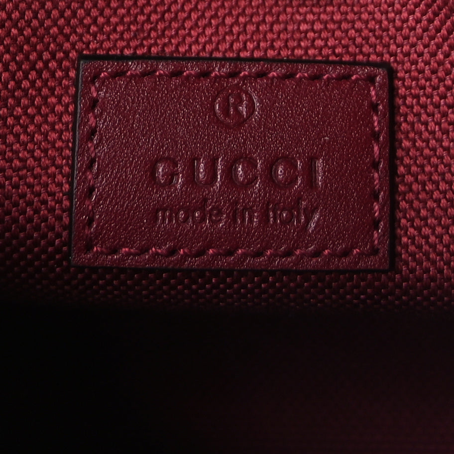 Gucci GG Calfskin Embossed Emblem Small Bucket Bag Rosso Ancora Red Image 5