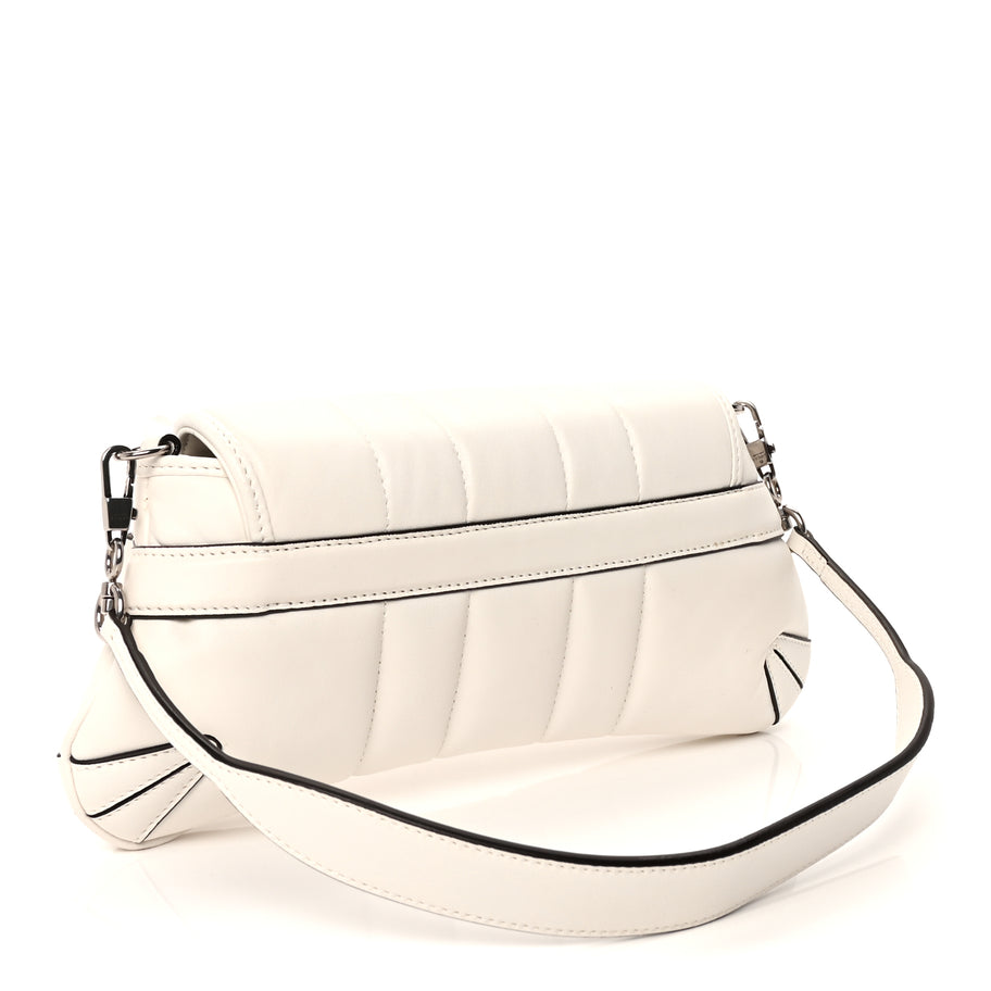 Gucci Nappa Vertical Matelasse Small Maxi Horsebit Chain Shoulder Bag Great White Image 2
