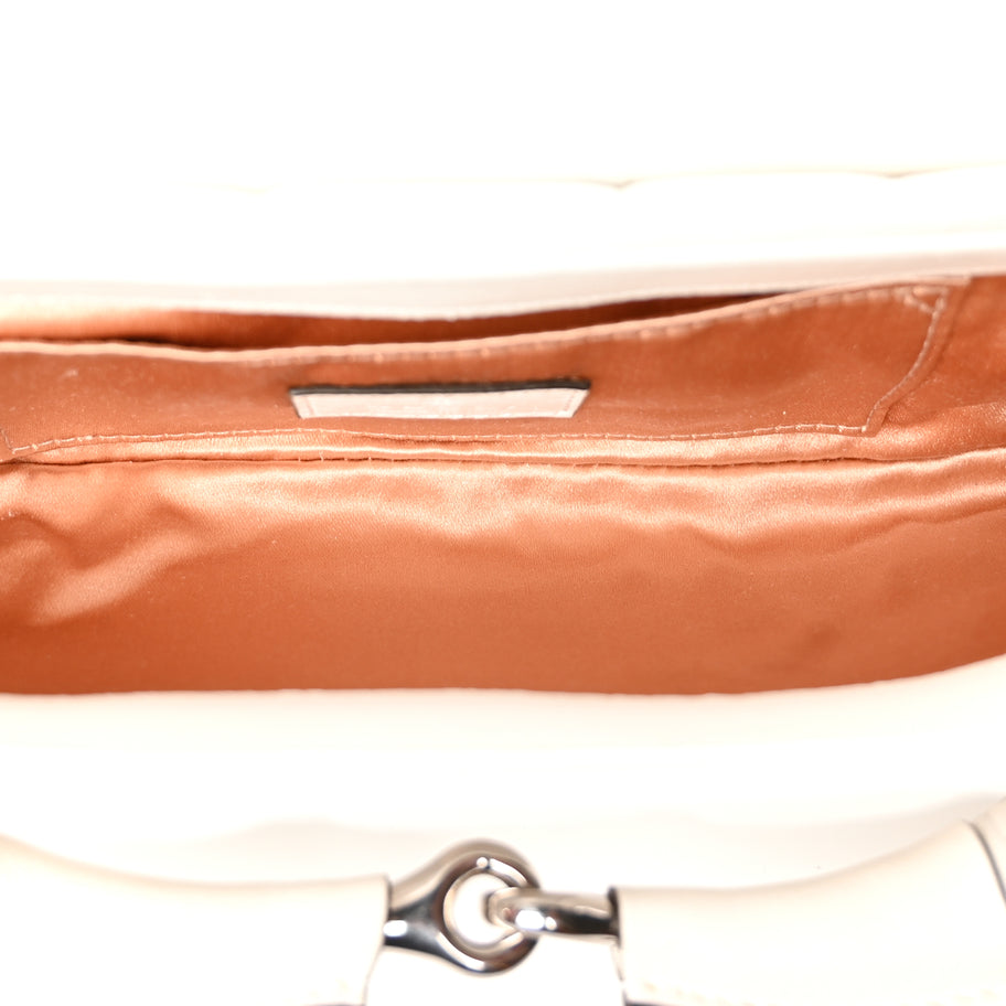 Gucci Nappa Vertical Matelasse Small Maxi Horsebit Chain Shoulder Bag Great White Image 4