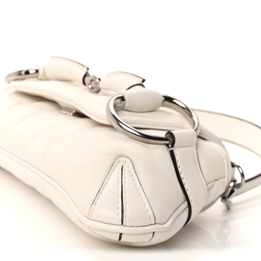 Gucci Nappa Vertical Matelasse Small Maxi Horsebit Chain Shoulder Bag Great White Image 8