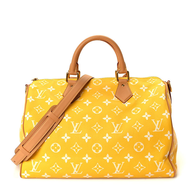  Louis Vuitton Calfskin Monogram Speedy P9 Bandouliere 40 Jaune Mat