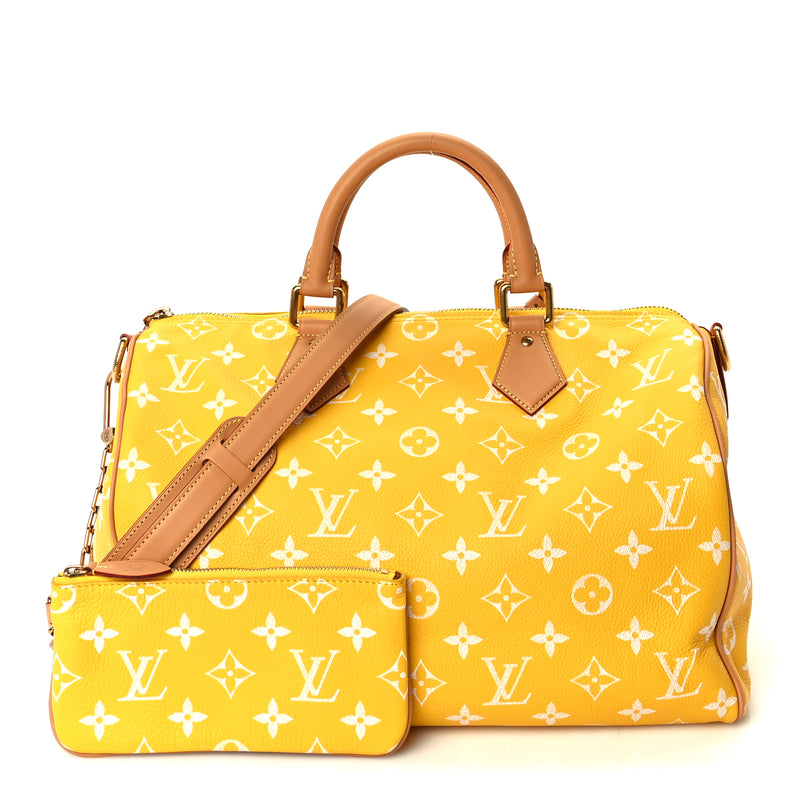  Louis Vuitton Calfskin Monogram Speedy P9 Bandouliere 40 Jaune Mat