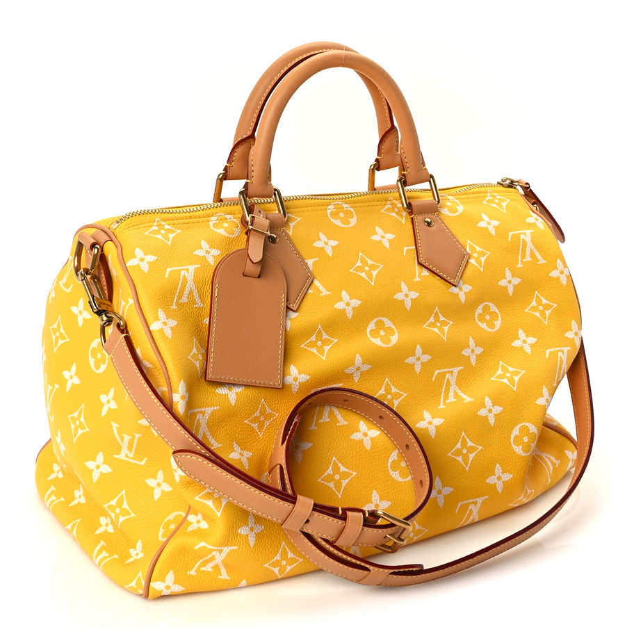 Louis Vuitton Calfskin Monogram Speedy P9 Bandouliere 40 Jaune Mat Image 3