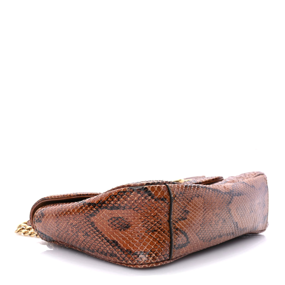 Gucci Snakeskin Matelasse Small GG Marmont Shoulder Bag Brown Image 3