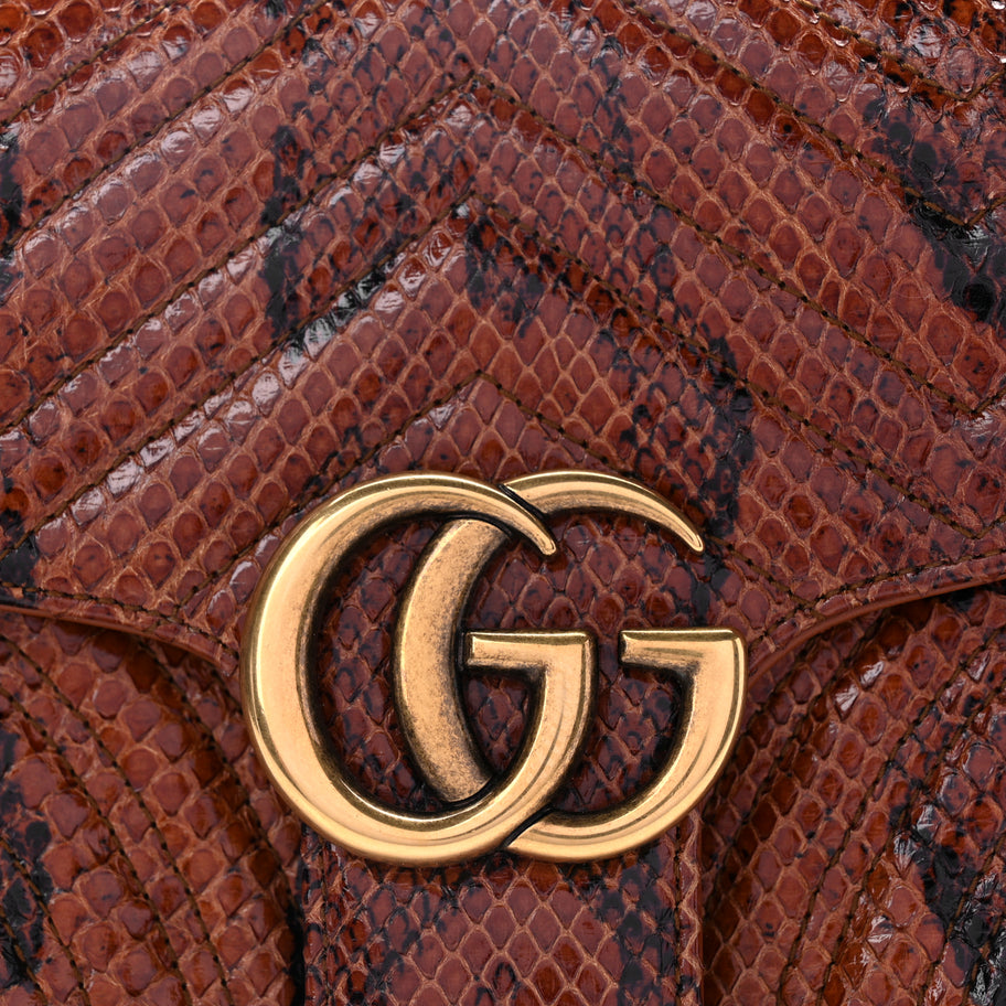 Gucci Snakeskin Matelasse Small GG Marmont Shoulder Bag Brown Image 7