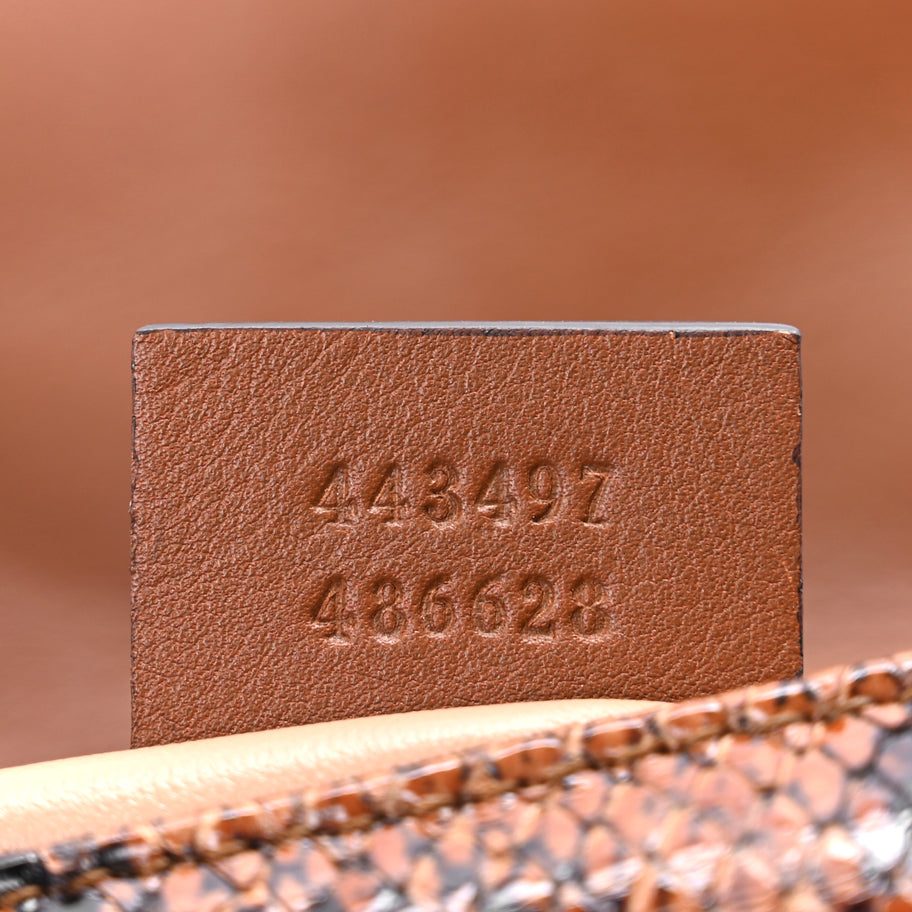 Gucci Snakeskin Matelasse Small GG Marmont Shoulder Bag Brown Image 15