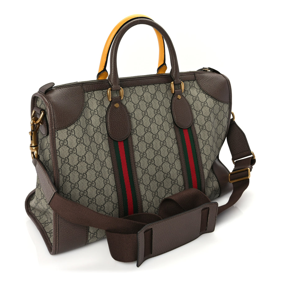 Gucci Soft GG Supreme Monogram Web Neo Vintage Duffle Bag Beige New Acero Crop Image 2