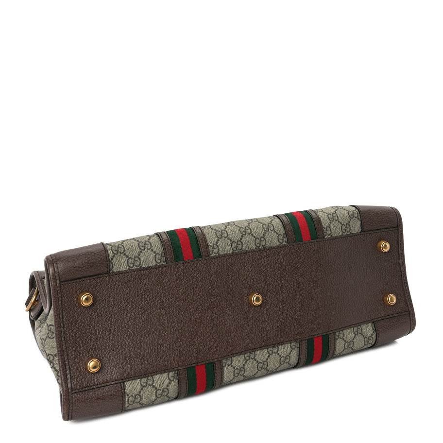 Gucci Soft GG Supreme Monogram Web Neo Vintage Duffle Bag Beige New Acero Crop Image 3