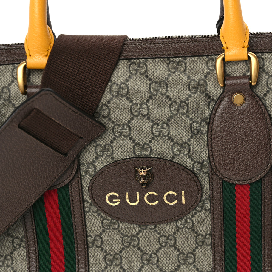 Gucci Soft GG Supreme Monogram Web Neo Vintage Duffle Bag Beige New Acero Crop Image 7