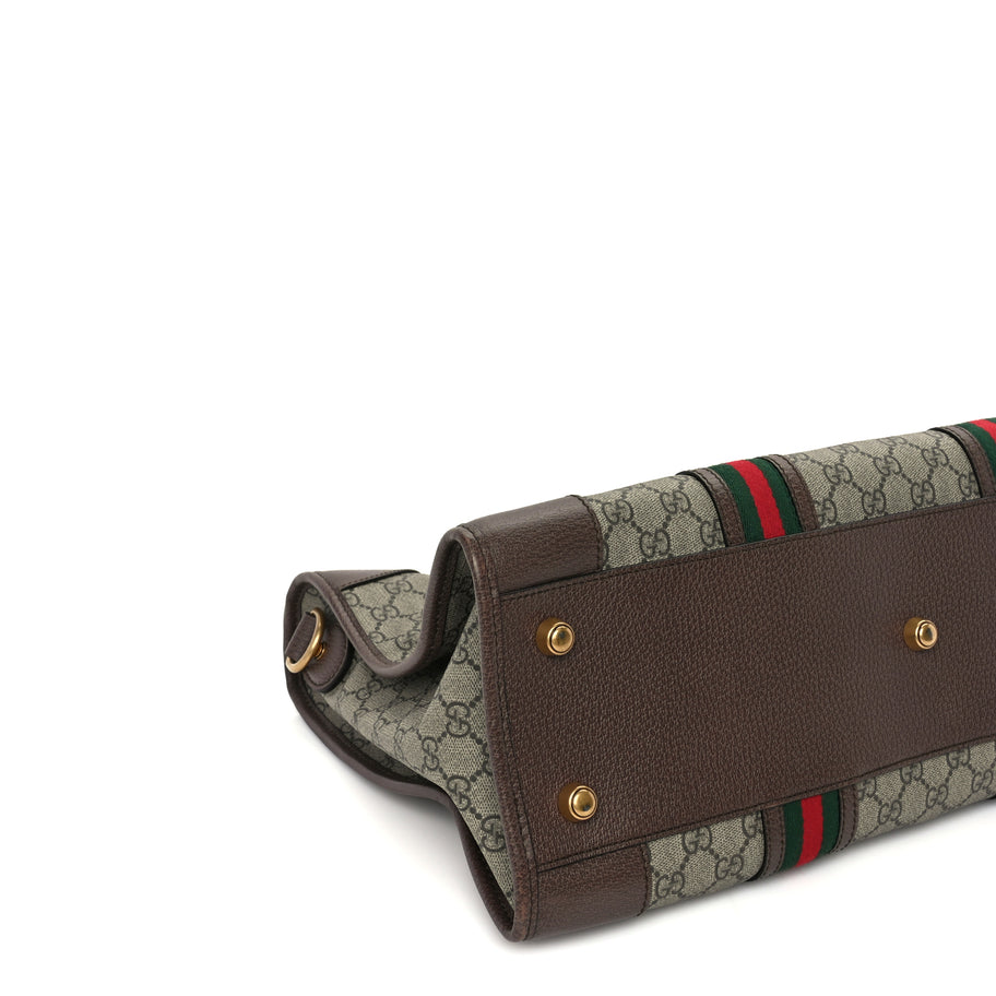 Gucci Soft GG Supreme Monogram Web Neo Vintage Duffle Bag Beige New Acero Crop Image 8