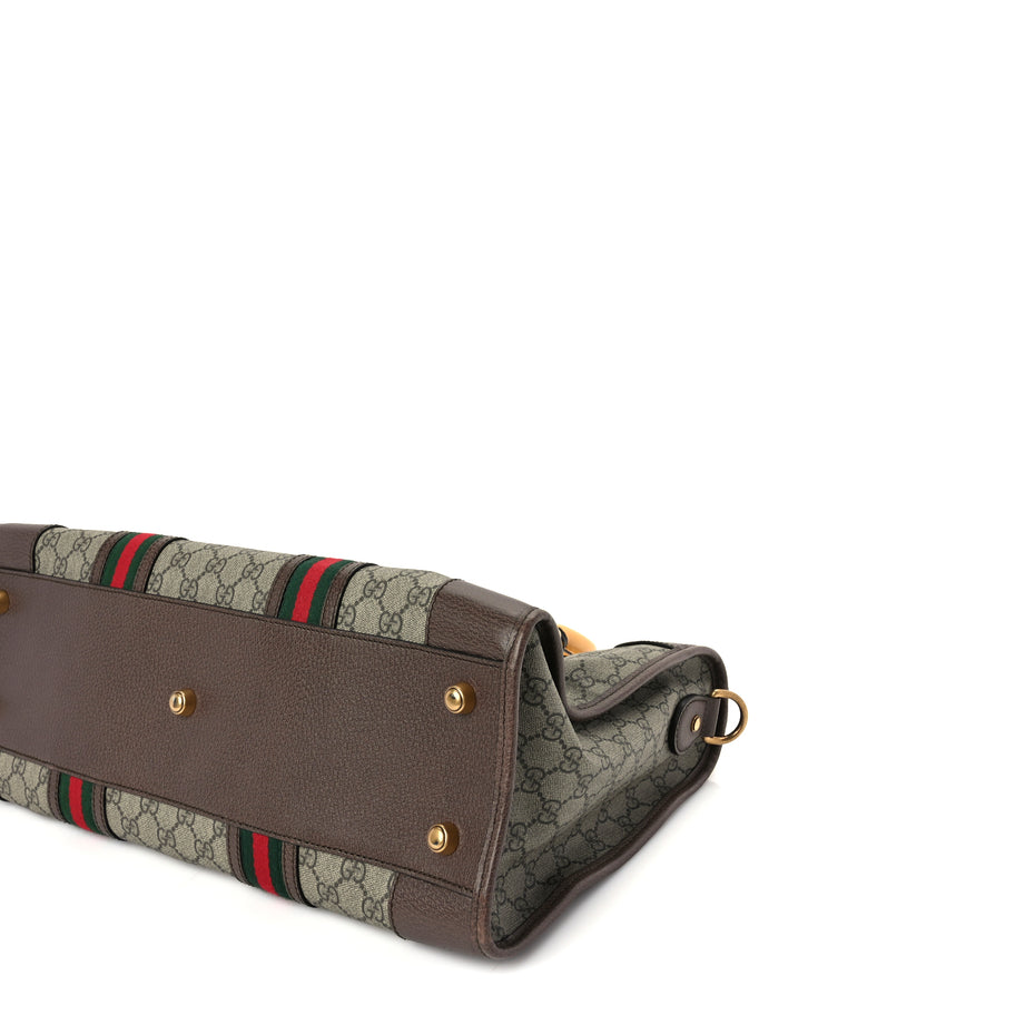 Gucci Soft GG Supreme Monogram Web Neo Vintage Duffle Bag Beige New Acero Crop Image 9