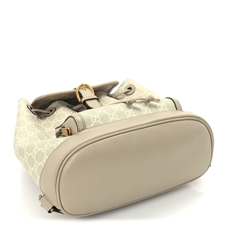 Gucci GG Supreme Monogram Azalea Calfskin Retro Interlocking G Buckle Backpack Beige Mystic White Image 3