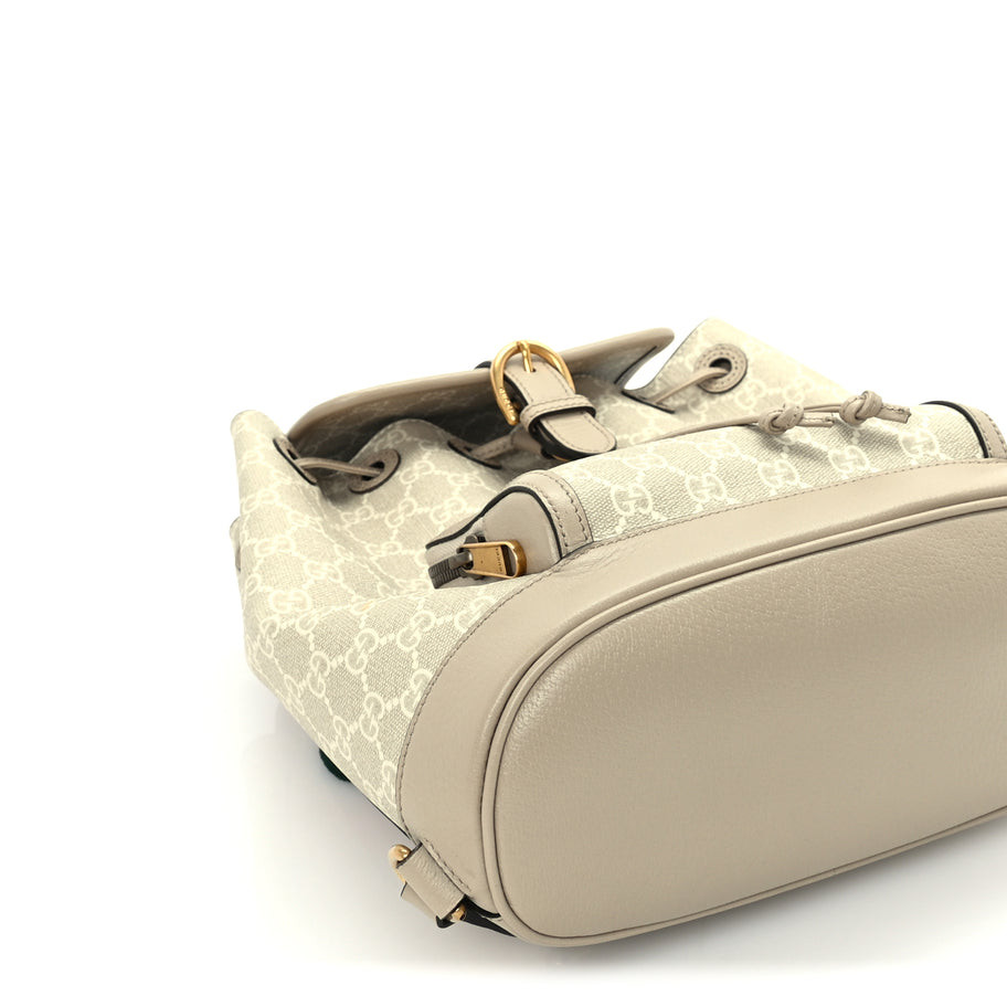 Gucci GG Supreme Monogram Azalea Calfskin Retro Interlocking G Buckle Backpack Beige Mystic White Image 7