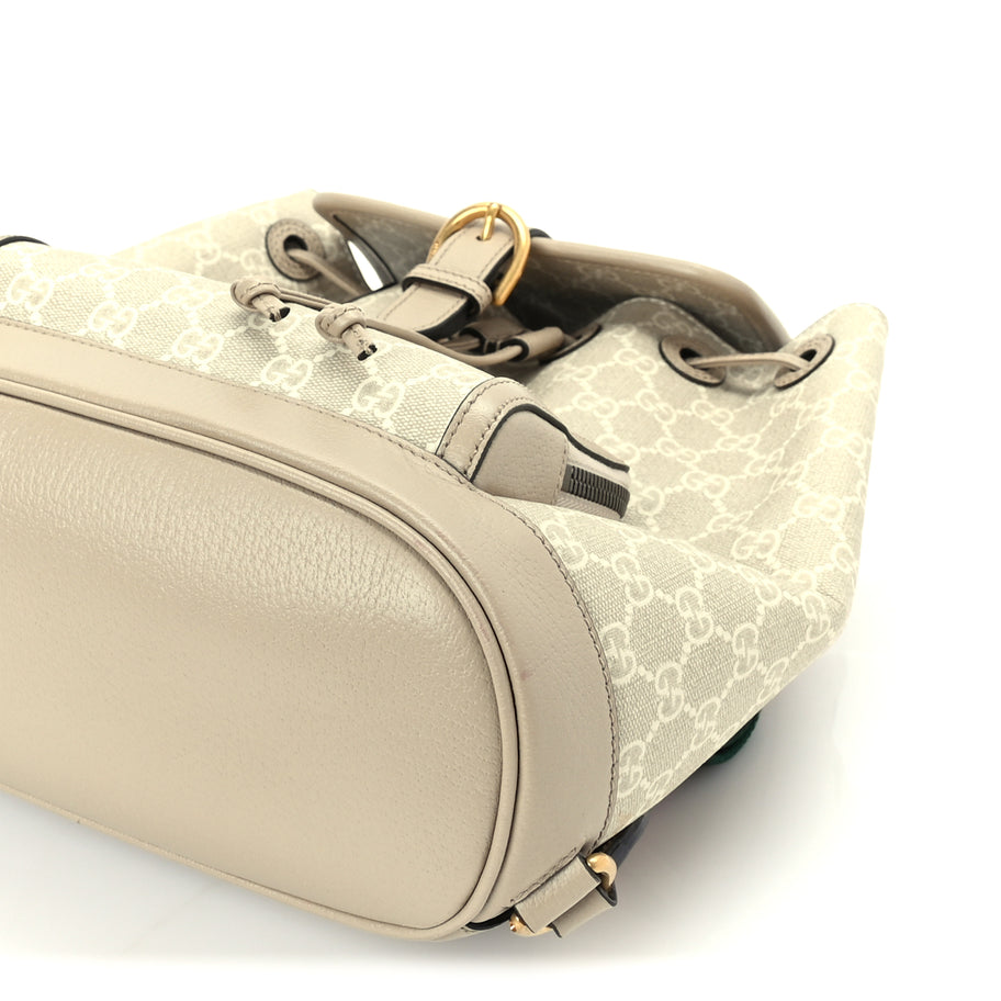 Gucci GG Supreme Monogram Azalea Calfskin Retro Interlocking G Buckle Backpack Beige Mystic White Image 8