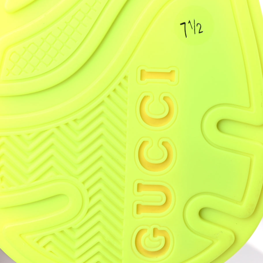 Gucci Fabric Mens Ultrapace R Mid Top Sneakers 7.5 Grey Neon Yellow Silver Loess Image 8