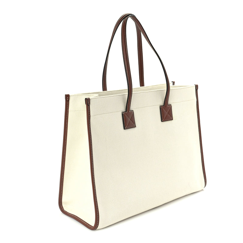  Burberry Canvas Smooth Calfskin Medium Two Tone Freya Tote Brown