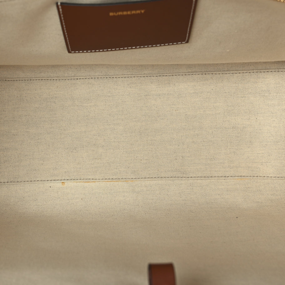 Burberry Canvas Smooth Calfskin Medium Two Tone Freya Tote Brown Image 4