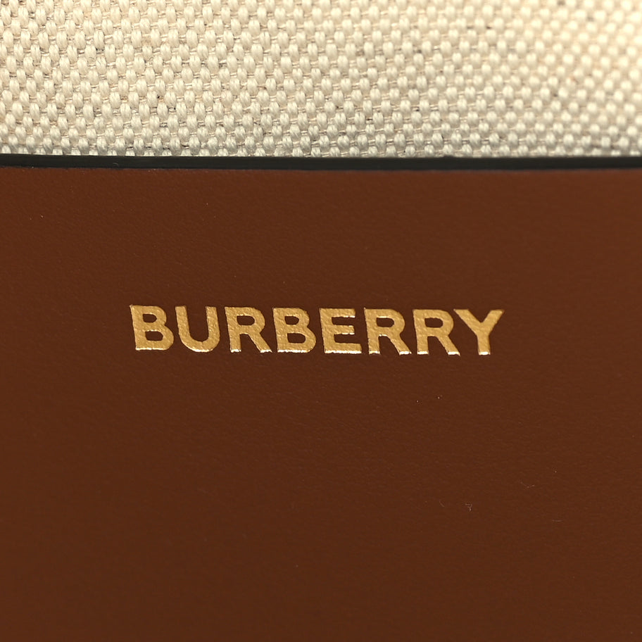 Burberry Canvas Smooth Calfskin Medium Two Tone Freya Tote Brown Image 5