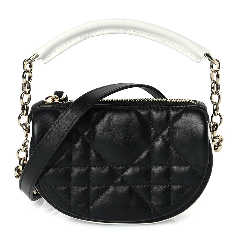  Christian Dior Lambskin Cannage Micro Dior Vibe Hobo Bag Black