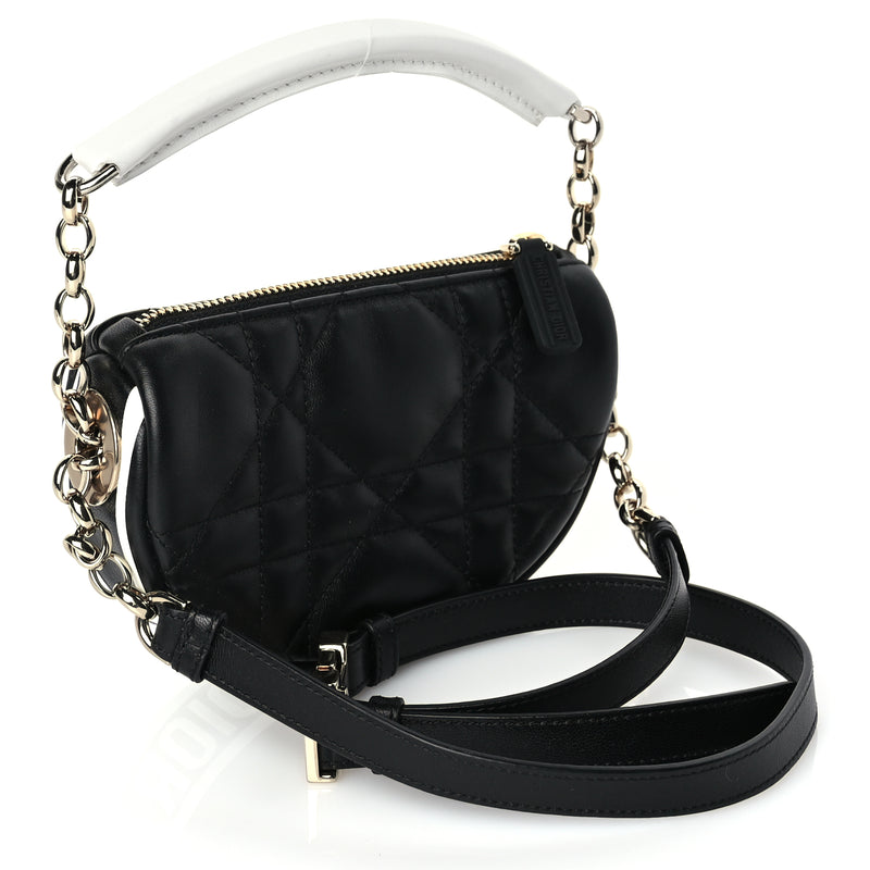  Christian Dior Lambskin Cannage Micro Dior Vibe Hobo Bag Black