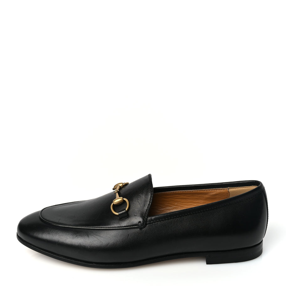 Gucci Calfskin Womens Jordaan Loafers 37.5 Black Image 1