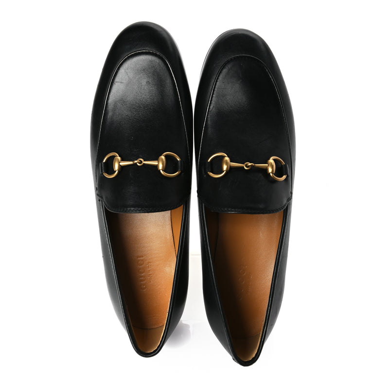  Gucci Calfskin Womens Jordaan Loafers 37.5 Black