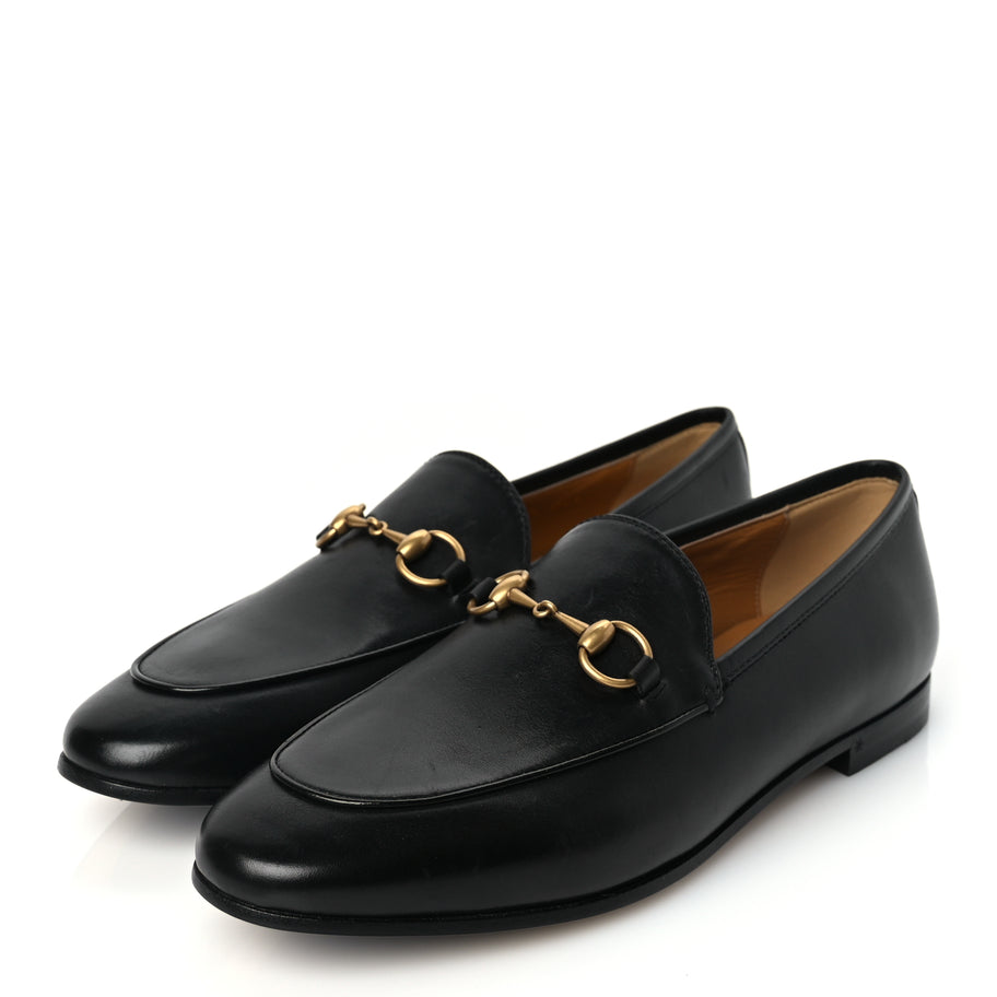 Gucci Calfskin Womens Jordaan Loafers 37.5 Black Image 4