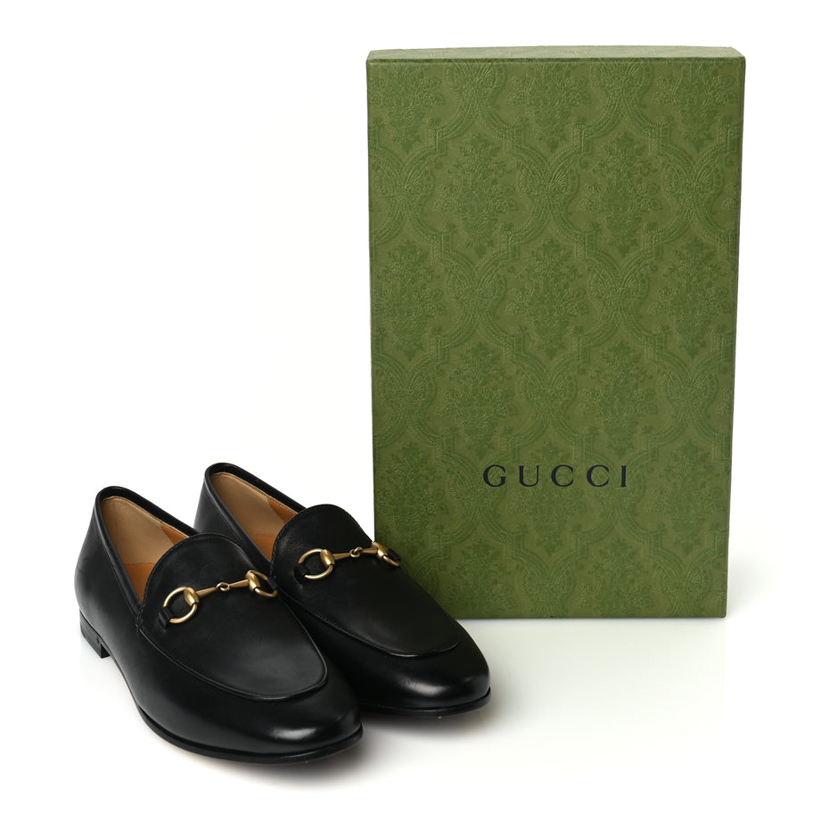Gucci Calfskin Womens Jordaan Loafers 37.5 Black Image 9