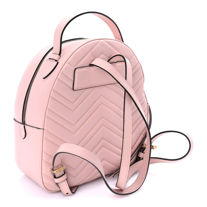  Gucci Calfskin Matelasse GG Marmont Backpack Porcelain Rose
