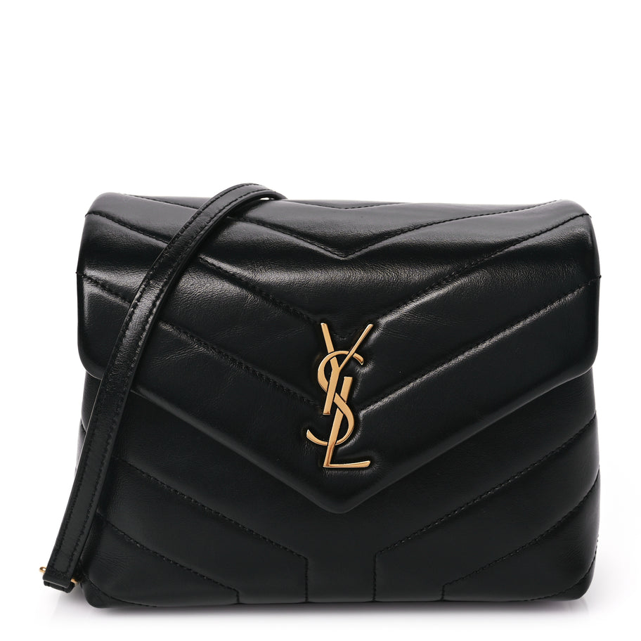 Saint Laurent Calfskin Y Quilted Monogram Toy Loulou Crossbody Bag Black Image 1