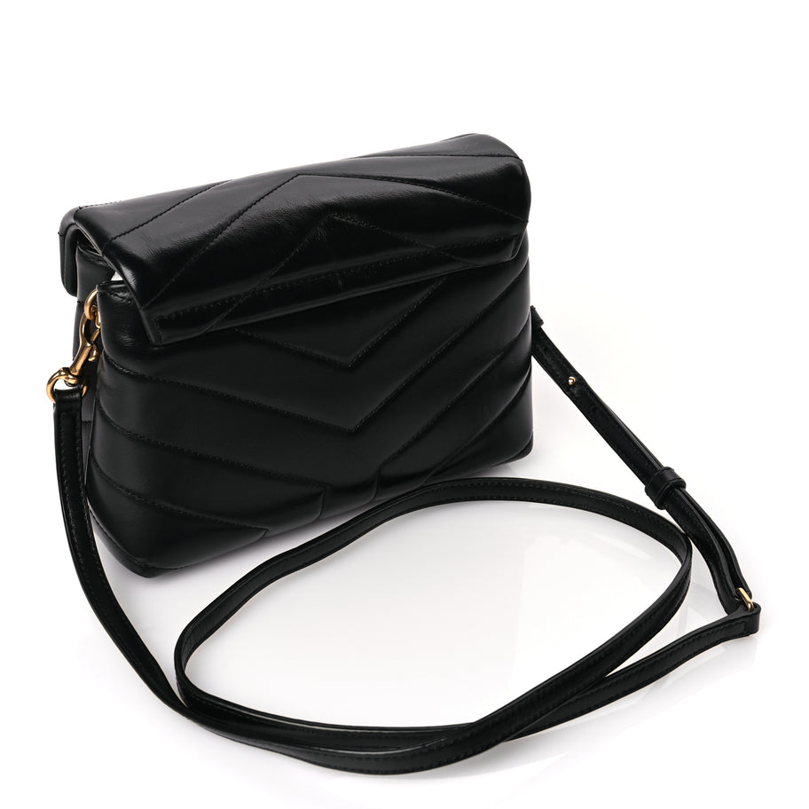 Saint Laurent Calfskin Y Quilted Monogram Toy Loulou Crossbody Bag Black Image 2