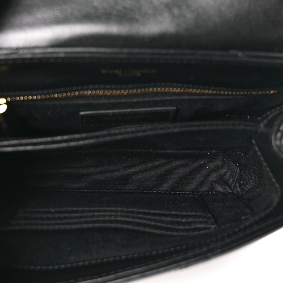 Saint Laurent Calfskin Y Quilted Monogram Toy Loulou Crossbody Bag Black Image 4