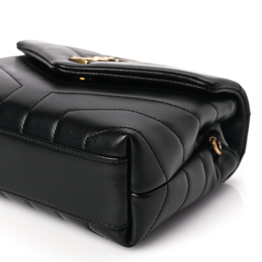 Saint Laurent Calfskin Y Quilted Monogram Toy Loulou Crossbody Bag Black Image 8