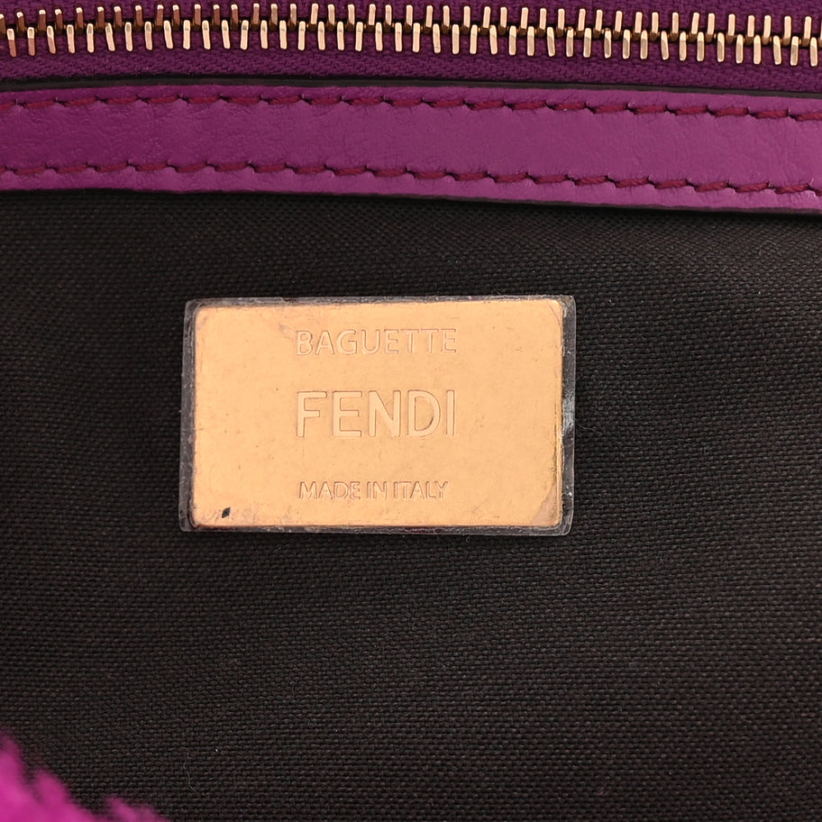 Fendi Shearling Vitello Dolce Macro FF 1974 Baguette  Bouganville Image 5