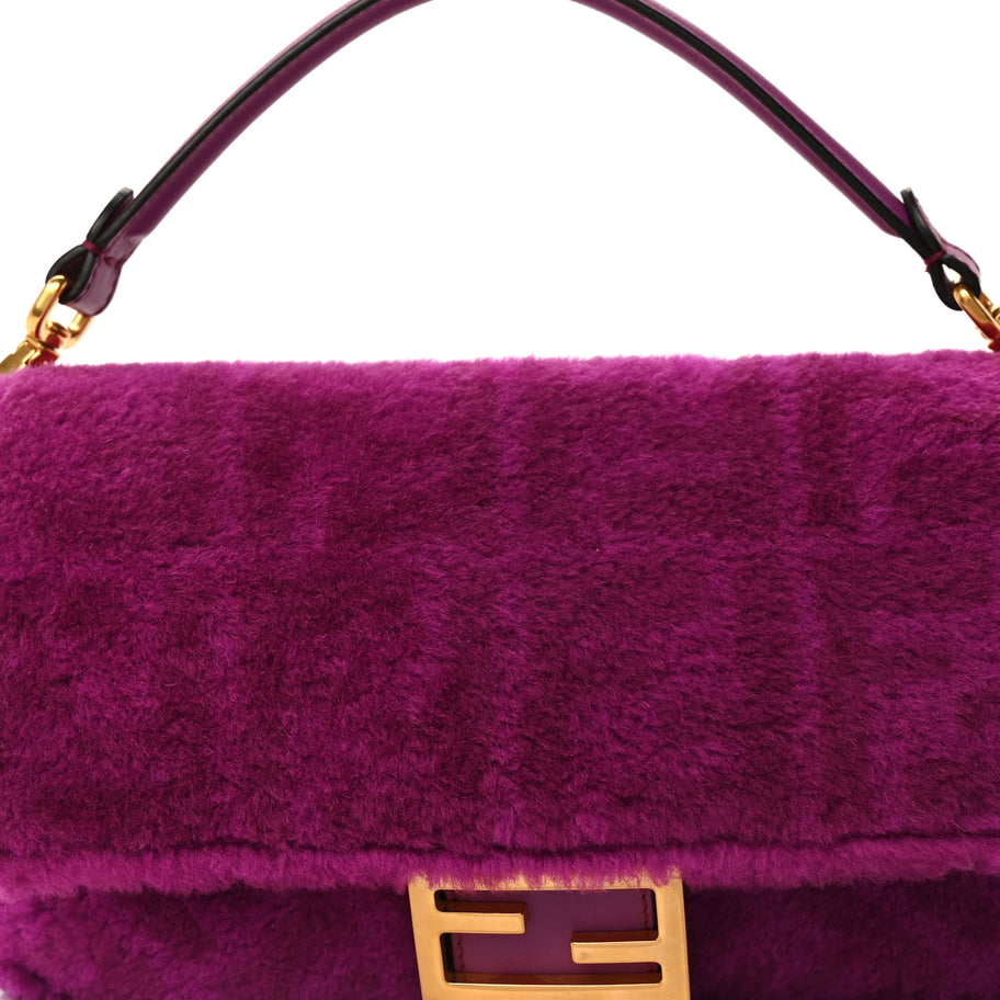 Fendi Shearling Vitello Dolce Macro FF 1974 Baguette  Bouganville Image 6