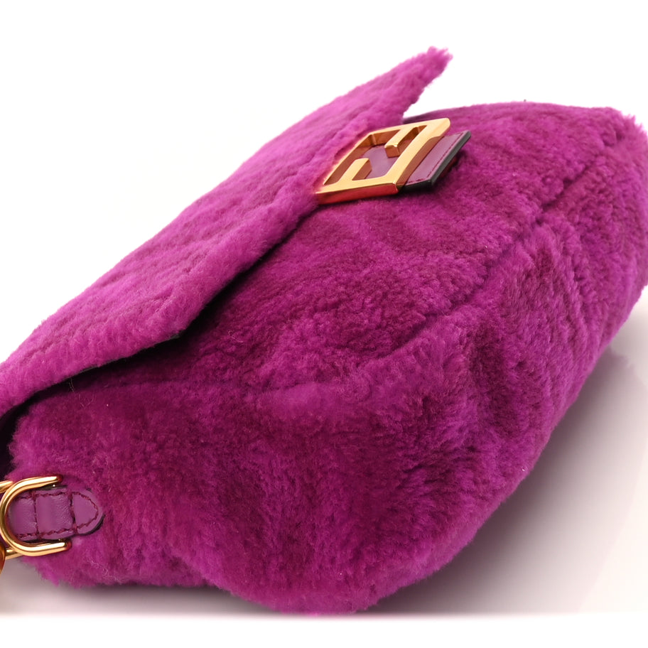 Fendi Shearling Vitello Dolce Macro FF 1974 Baguette  Bouganville Image 8