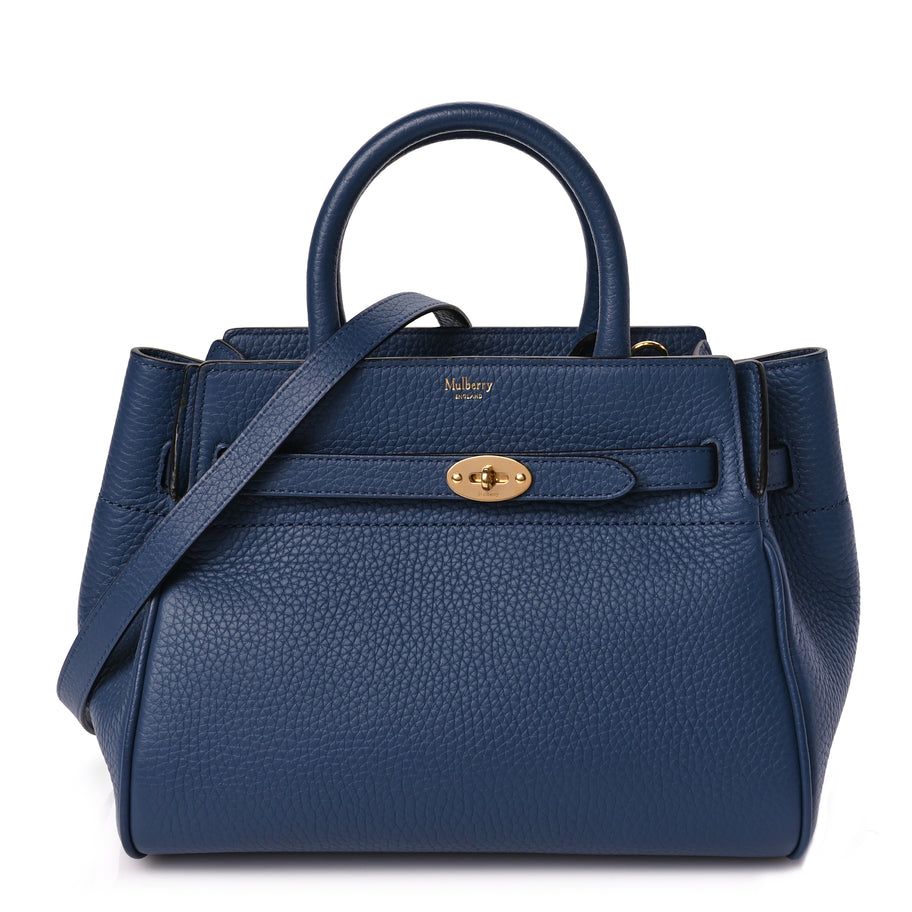 Mulberry Heavy Grain Small Belted Bayswater Tote Pale Navy Image 1