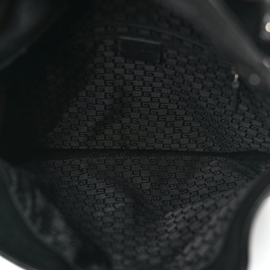 Gucci Calfskin Bamboo Shoulder Bag Black Image 4