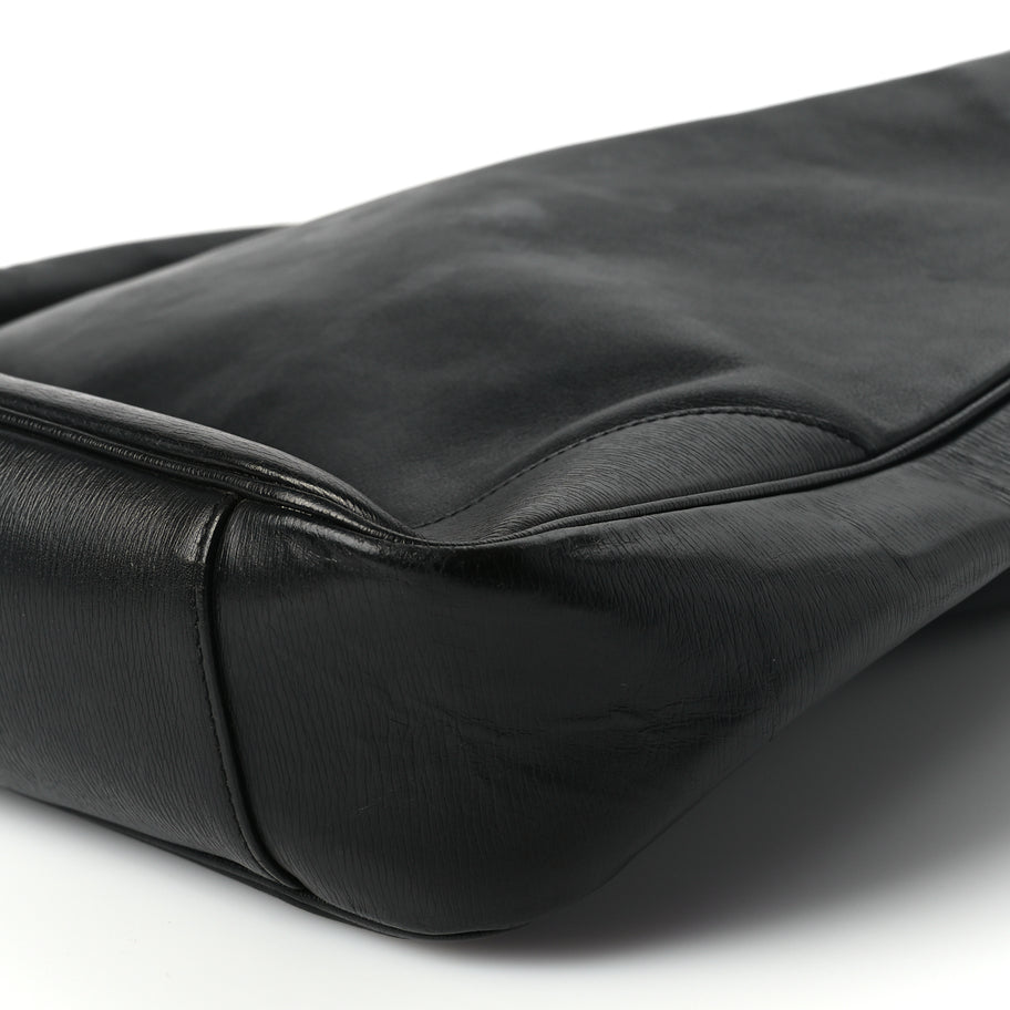 Gucci Calfskin Bamboo Shoulder Bag Black Image 8