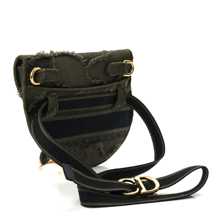 Christian Dior Canvas Embroidered Camouflage Saddle Belt Bag Green Image 2