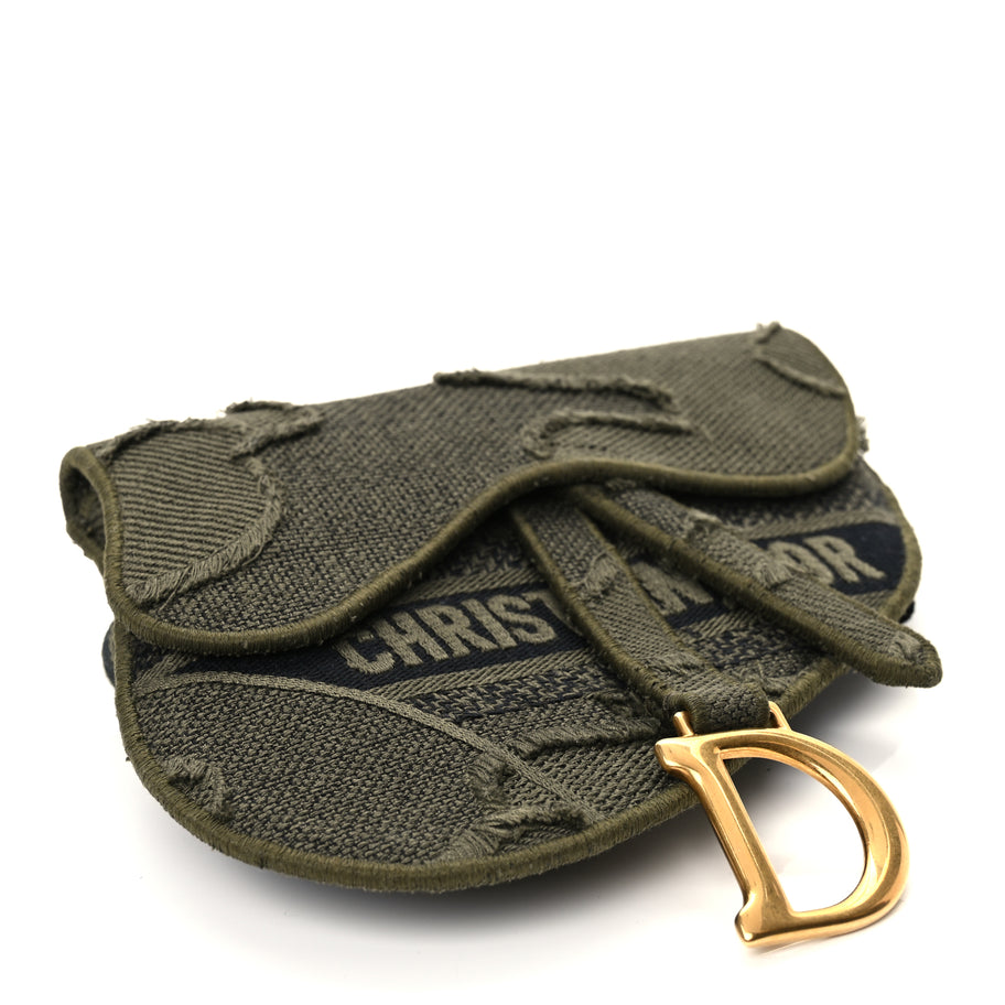 Christian Dior Canvas Embroidered Camouflage Saddle Belt Bag Green Image 3