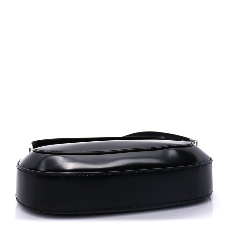 Prada Spazzolato Cleo Flap Adjustable Strap Shoulder Bag  Black Image 3